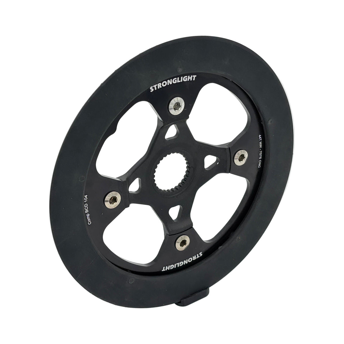 Plato monoplato STRONGLIGHT BOSCH GEN4 12 velocidades (desplazamiento de 50 mm) con protector de plato — vista del plato sobre fondo blanco