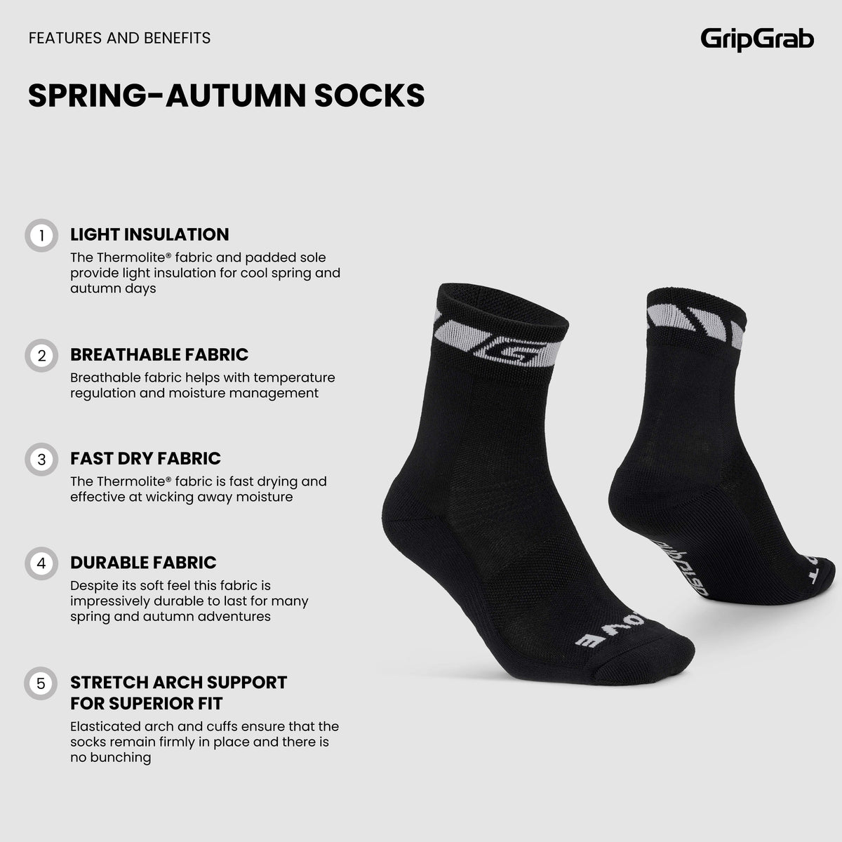 Calcetines GRIPGRAB PRIMAVERA OTOÑO negros