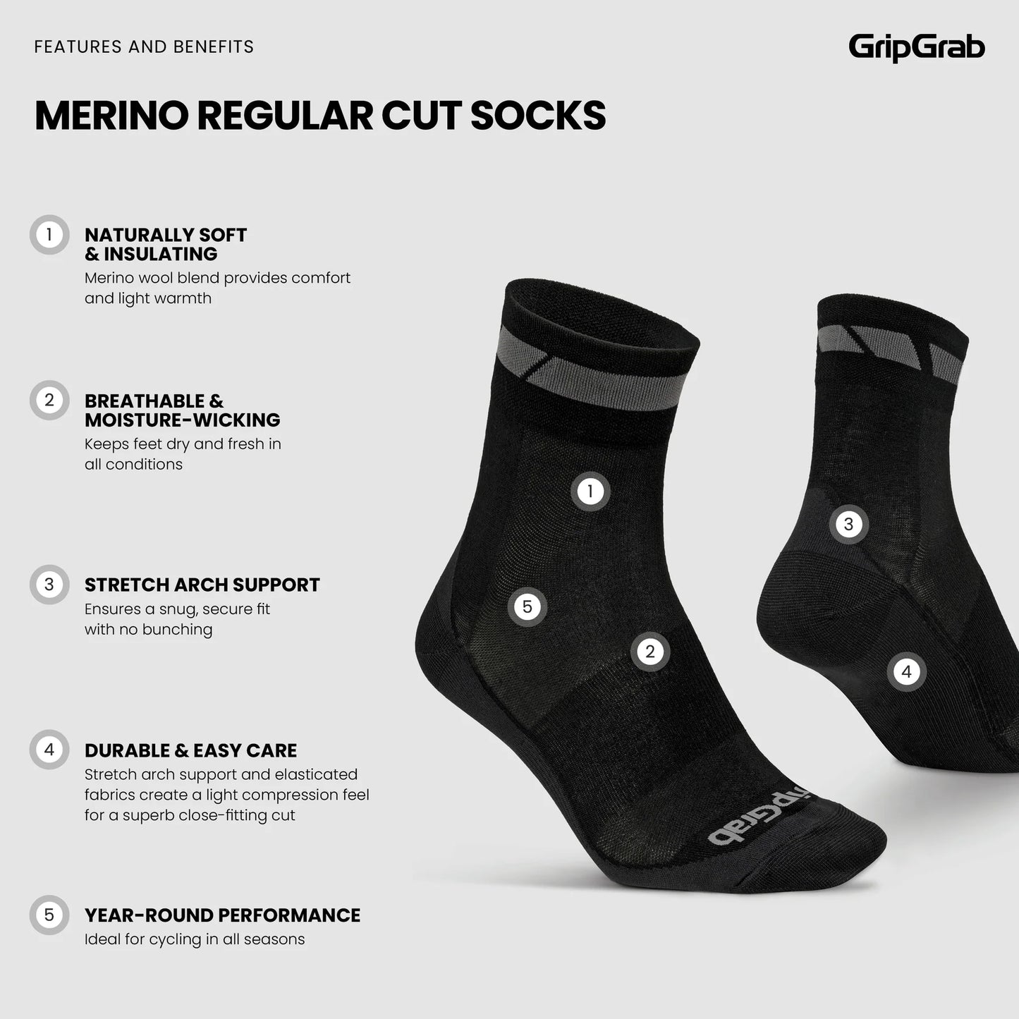 GRIPGRAB MERINO REGALAR calcetines Negro (x3)