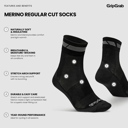 Calcetines GRIPGRAB MERINO REGULAR Negro (x3)
