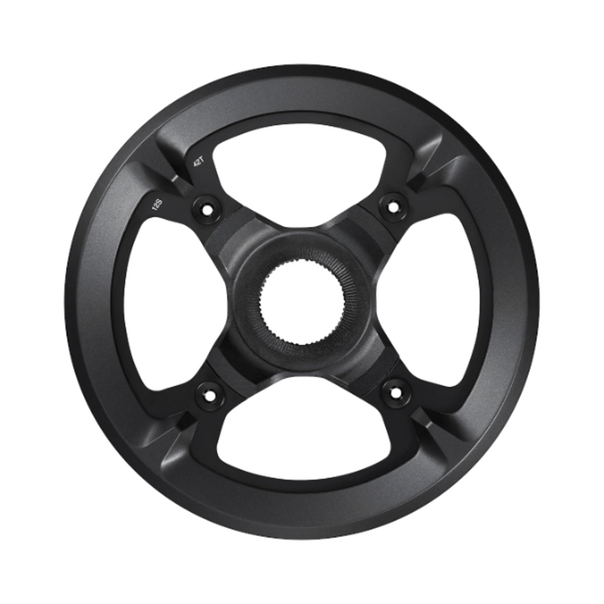 Plato monoplato para bicicleta eléctrica SHIMANO SM-CRE70-12 12 velocidades, doble guía de cadena — vista del plato sobre fondo blanco