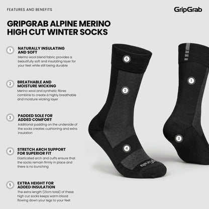Calcetines GRIPGRAB ALPINE MERINO HIGH Negro
