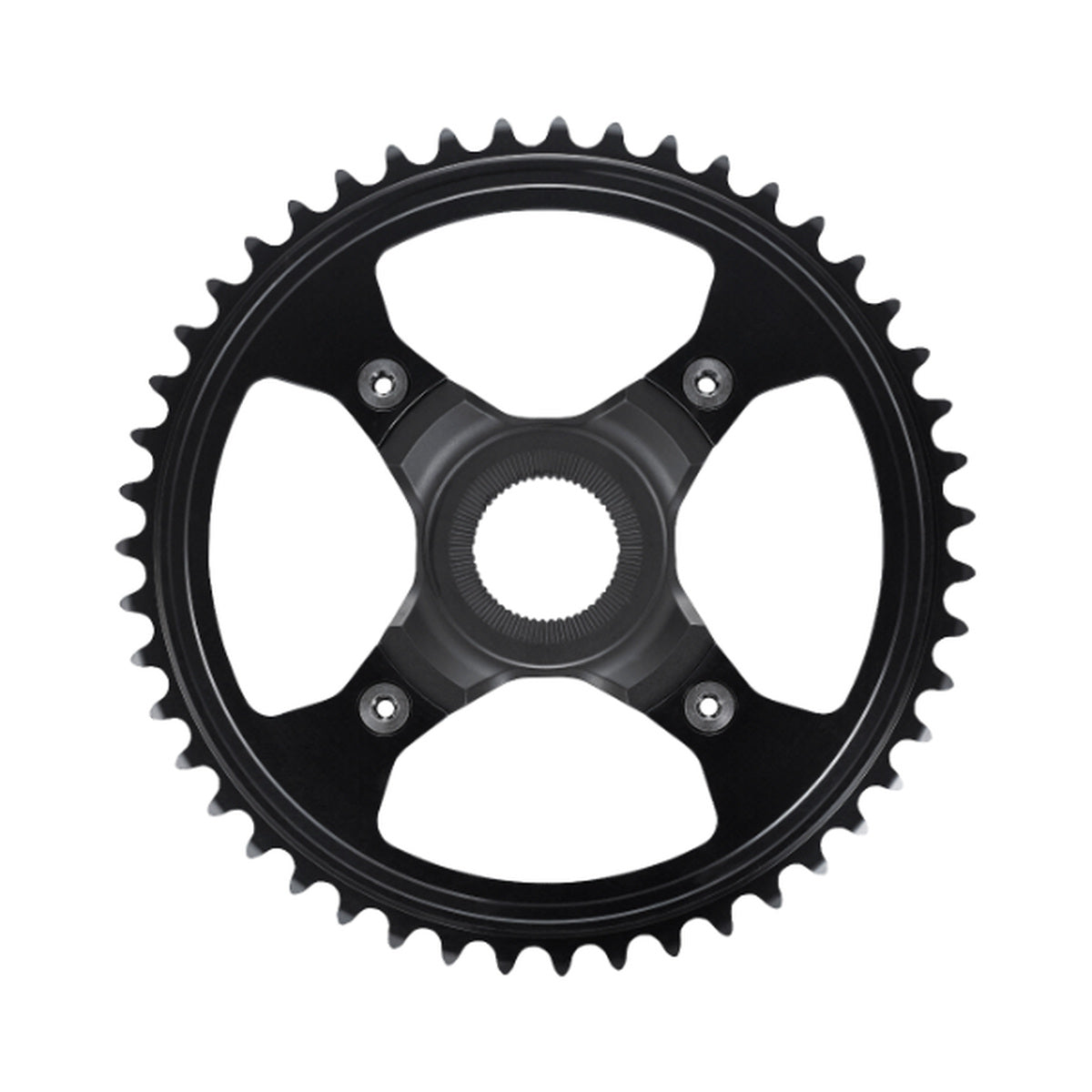 Plato monoplato para bicicleta eléctrica SHIMANO SM-CRE80-R 10/11 velocidades, línea de cadena de 50 mm — vista del plato sobre fondo blanco