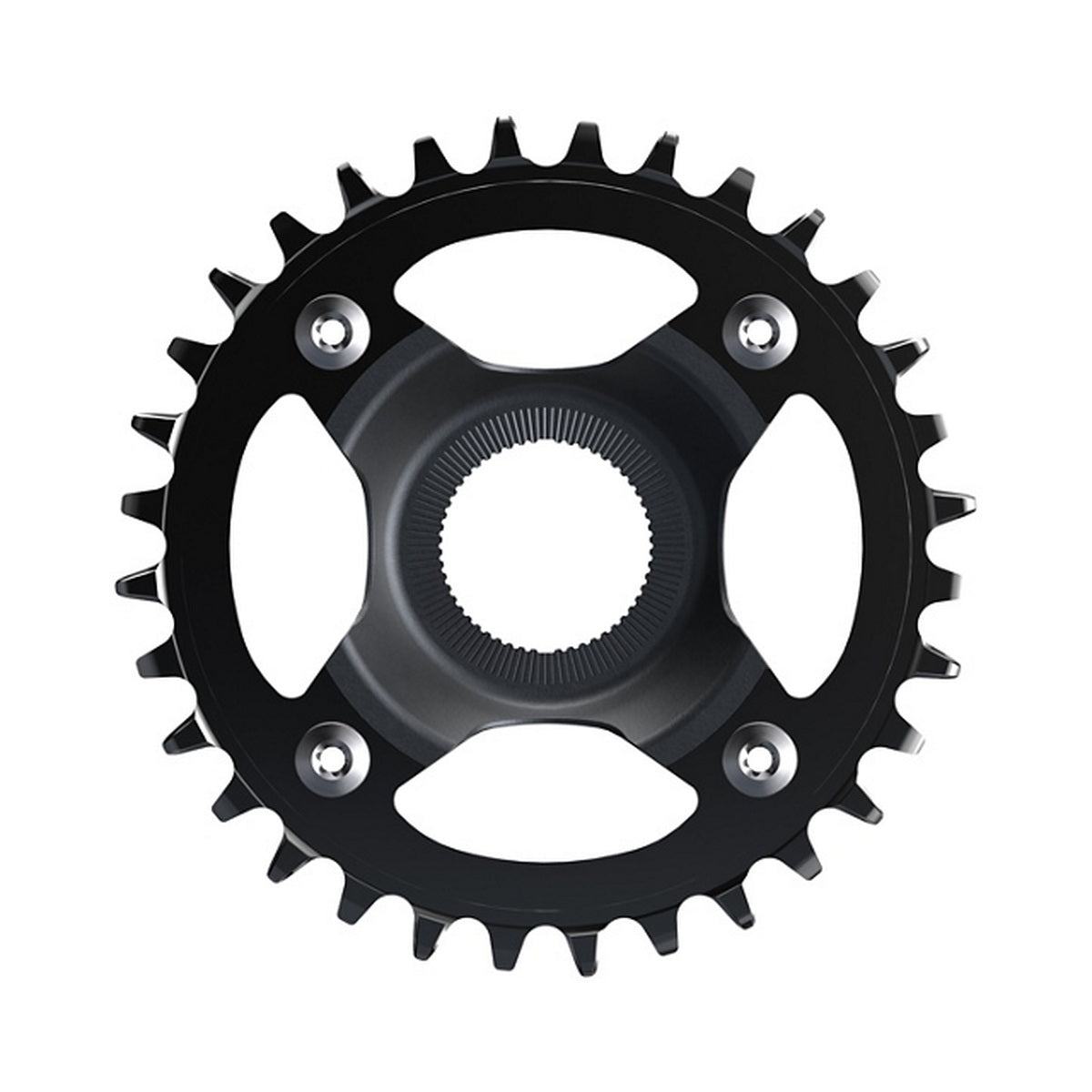 Plato monoplato para bicicleta eléctrica SHIMANO CR-EM800 12 velocidades — vista del plato sobre fondo blanco