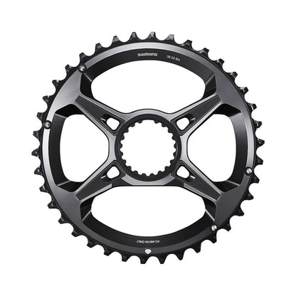 Plato exterior SHIMANO XTR para FC-M9100-2 (28-38 dientes) 12 velocidades — vista del plato sobre fondo blanco