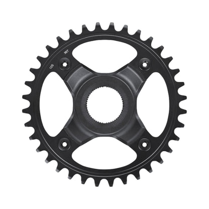 Plato monoplato para bicicleta eléctrica SHIMANO SM-CRE70-12-B 12 velocidades, línea de cadena de 55 mm — vista del plato sobre fondo blanco