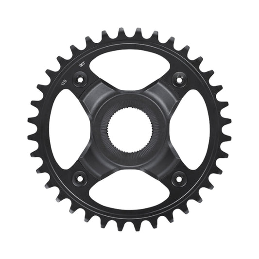 Plato monoplato para bicicleta eléctrica SHIMANO SM-CRE70-12-B 12 velocidades, línea de cadena de 55 mm — vista del plato sobre fondo blanco