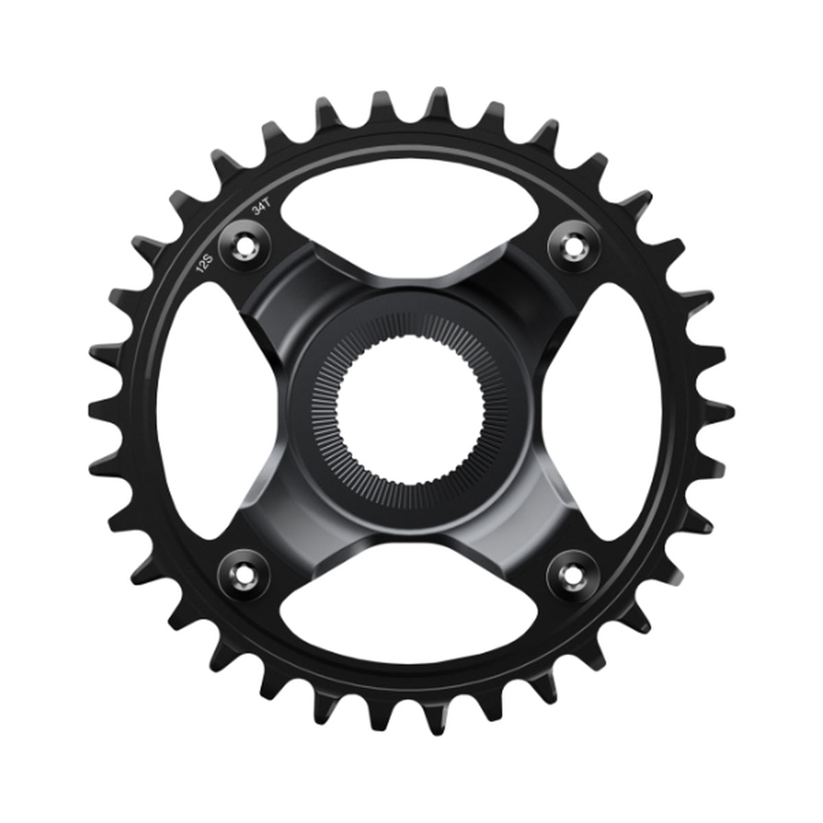 Plato monoplato para bicicleta eléctrica SHIMANO SM-CRE80-12-SB 12 velocidades, línea de cadena de 56,5 mm — vista del plato sobre fondo blanco