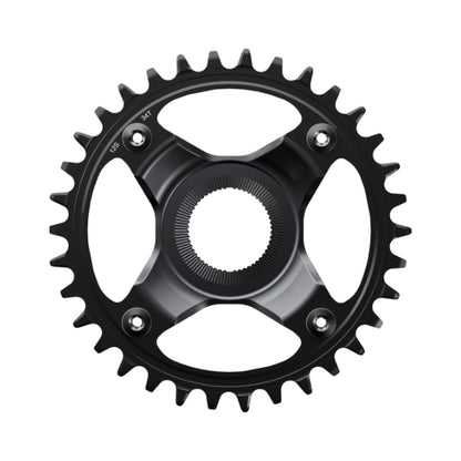 Plato monoplato para bicicleta eléctrica SHIMANO SM-CRE80-12-SB 12 velocidades, línea de cadena de 56,5 mm — vista del plato sobre fondo blanco
