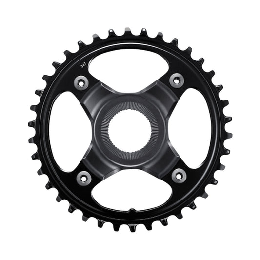 Plato monoplato para bicicleta eléctrica SHIMANO SM-CRE80-B 10/11 velocidades, línea de cadena de 55 mm — vista del plato sobre fondo blanco