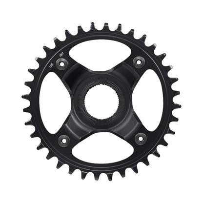Plato monoplato para bicicleta eléctrica SHIMANO SM-CRE80-12-B 12 velocidades, línea de cadena de 53 mm — vista del plato sobre fondo blanco
