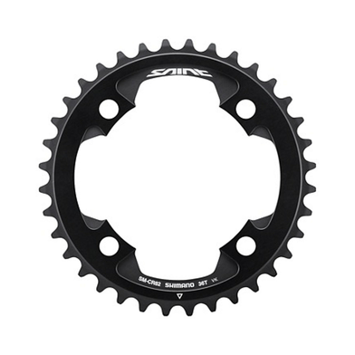 Plato monoplato SHIMANO SAINT SM-CR82 10 velocidades — vista del plato sobre fondo blanco