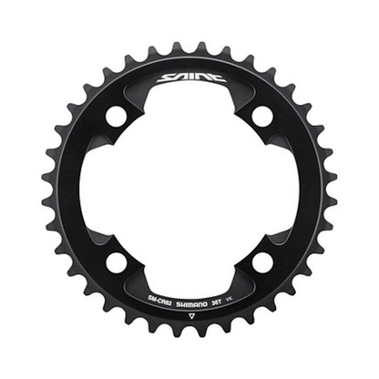 Plato monoplato SHIMANO SAINT SM-CR82 10 velocidades — vista del plato sobre fondo blanco
