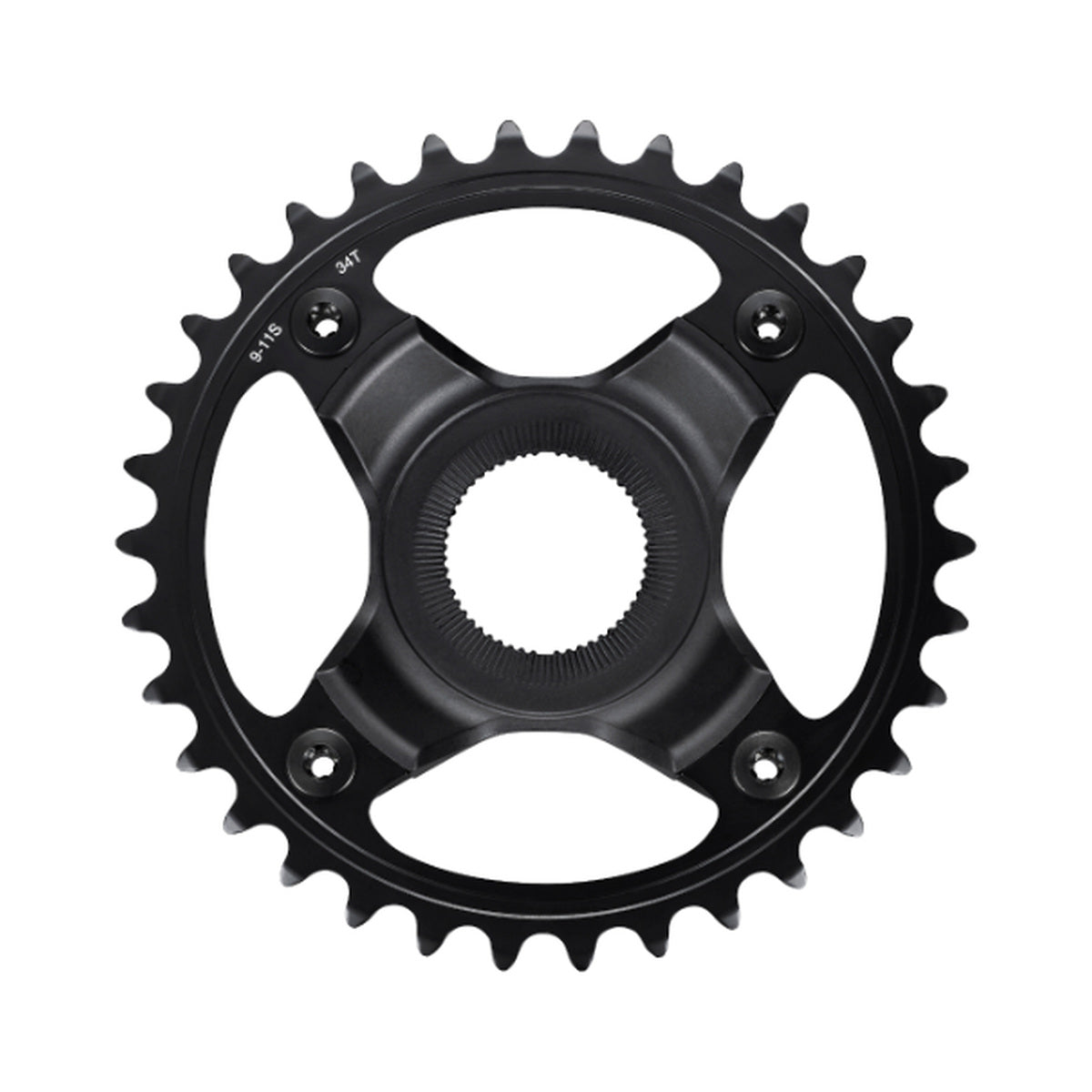 Plato monoplato para bicicleta eléctrica SHIMANO SM-CRE70-B 9/10/11 velocidades, línea de cadena de 53 mm — vista del plato sobre fondo blanco