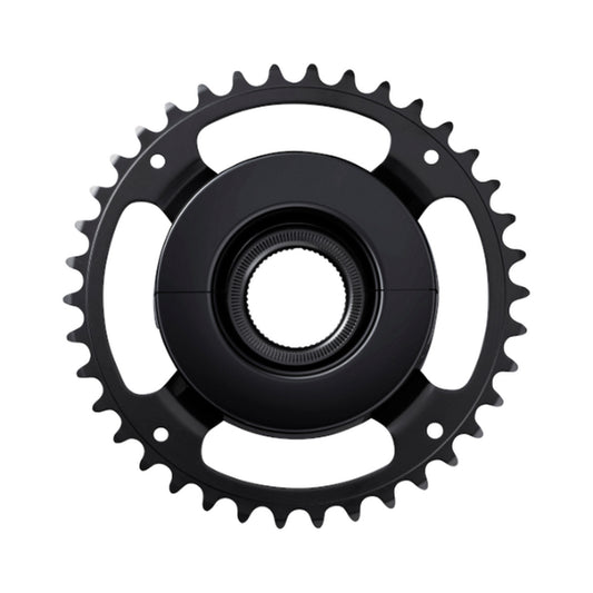 Plato monoplato para bicicleta eléctrica SHIMANO SM-CRE61 9/10/11 velocidades — vista del plato sobre fondo blanco