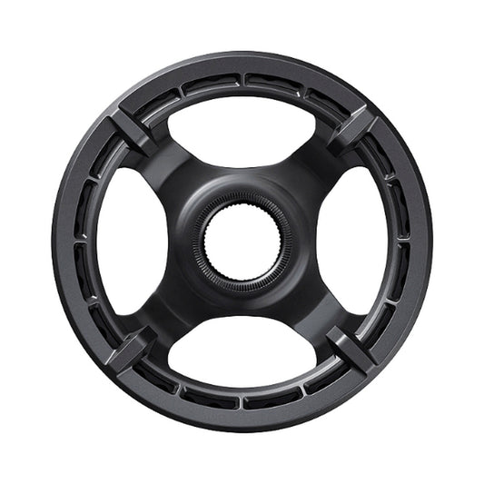 Plato monoplato para bicicleta eléctrica SHIMANO SM-CRE61 9/10/11 velocidades, doble guía de cadena — vista del plato sobre fondo blanco