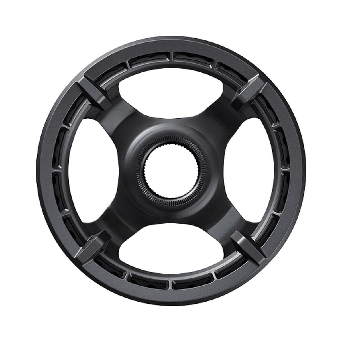 Plato monoplato para bicicleta eléctrica SHIMANO SM-CRE61 9/10/11 velocidades, guía de cadena simple — vista del plato sobre fondo blanco