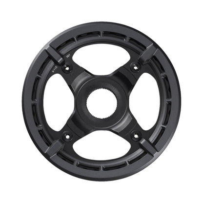 Plato monoplato para bicicleta eléctrica SHIMANO SM-CRE70 9/10/11 velocidades, doble guía de cadena — vista del plato sobre fondo blanco