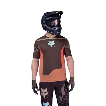 Maillot FOX FLEXAIR ELEVATED Mangas Cortas Marrón/Naranja