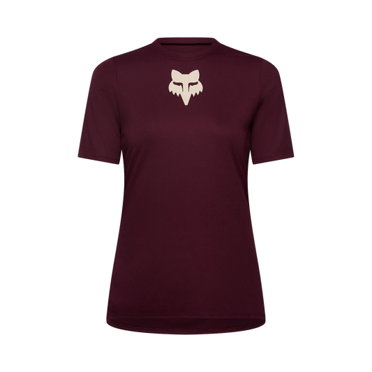 Maillot FOX RANGER HEAD para mujer de manga corta burdeos