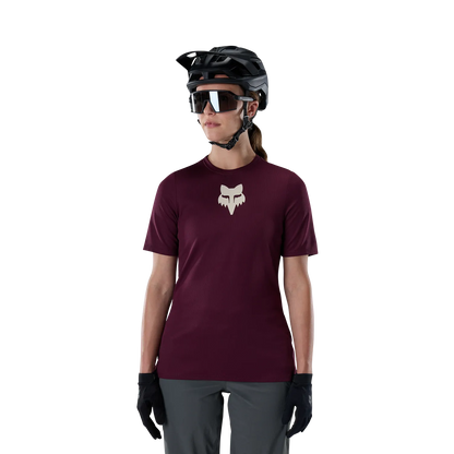 Maillot FOX RANGER HEAD para mujer de manga corta burdeos