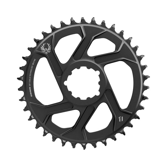Plato SRAM X-SYNC EAGLE 12V de aluminio negro — vista del plato sobre fondo blanco
