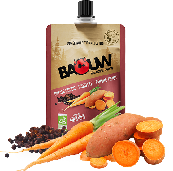 BAOUW Puré Energético Ecológico Receta Sabrosa Boniato/Aroga/Pimienta (90g)