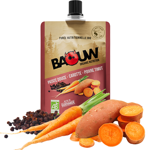 BAOUW Puré Energético Ecológico Receta Sabrosa Boniato/Aroga/Pimienta (90g)