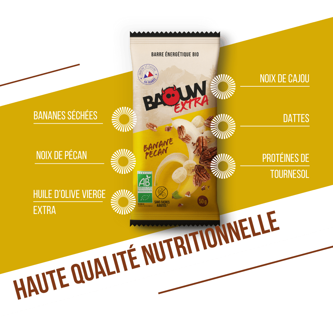 BAOUW BIO EXTRA Barrita energética de plátano y nueces (50g)