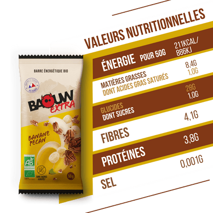 Barrita Energética BAOUW BIO EXTRA Plátano-Pecán (50g)