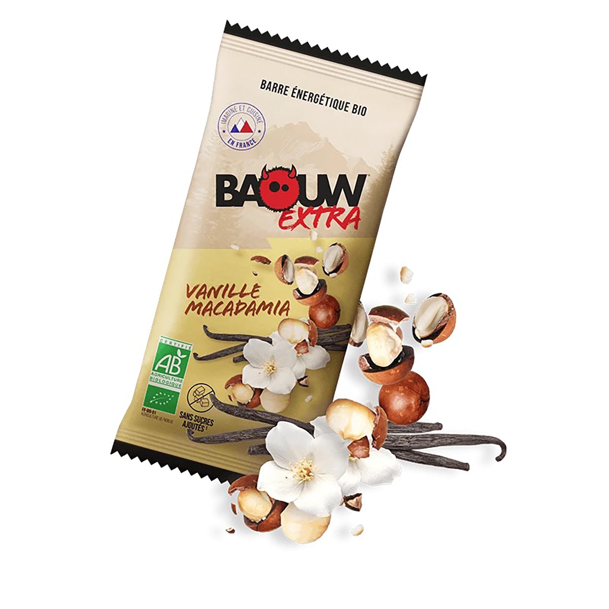 BAOUW BIO EXTRA Barrita energética de vainilla y macadamia (50g)