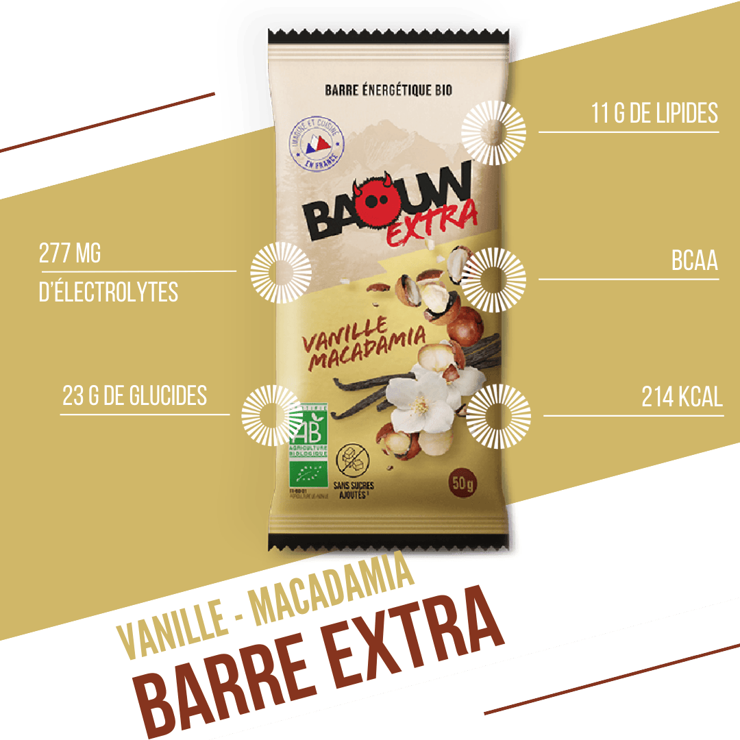 BAOUW BIO EXTRA Barrita energética de vainilla y macadamia (50g)
