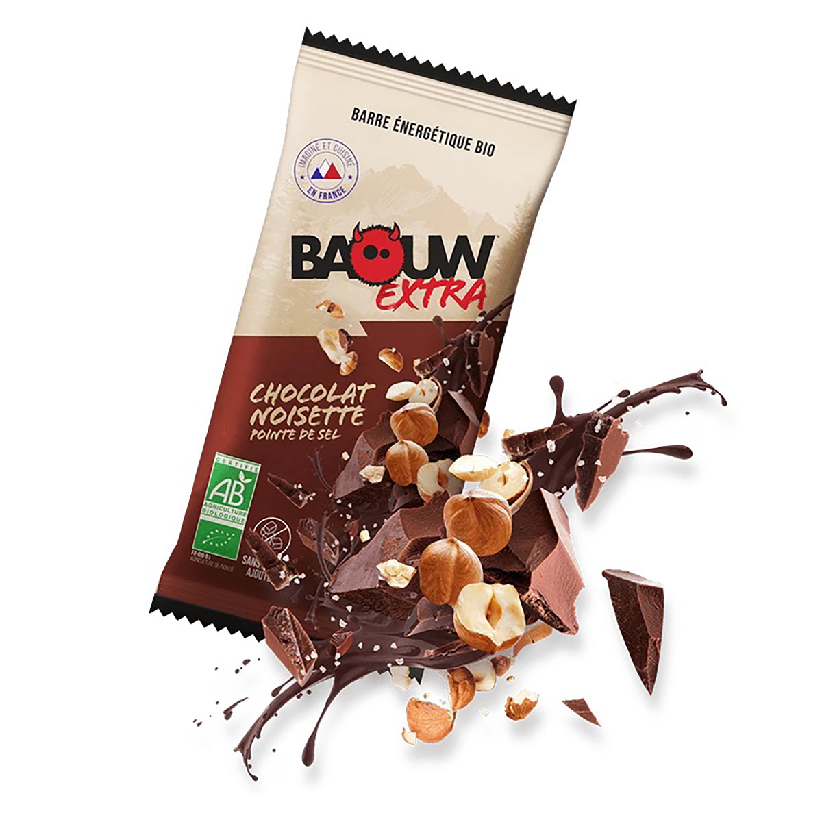 BAOUW BIO EXTRA Barrita energética de chocolate y avellanas (50g)