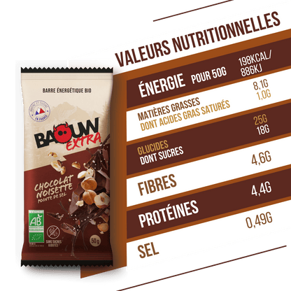 Barrita Energética BAOUW BIO EXTRA Chocolate-Avellana (50g)