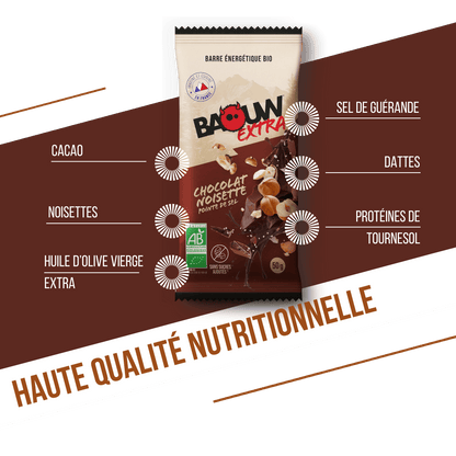 Barrita Energética BAOUW BIO EXTRA Chocolate-Avellana (50g)