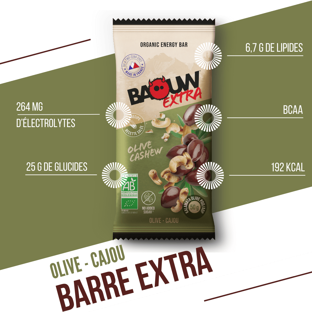 BAOUW BIO EXTRA Barrita energética de aceitunas saladas y anacardos (50g)