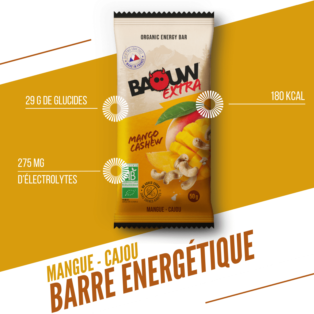 BAOUW BIO EXTRA Barrita energética de mango y anacardos (50g)
