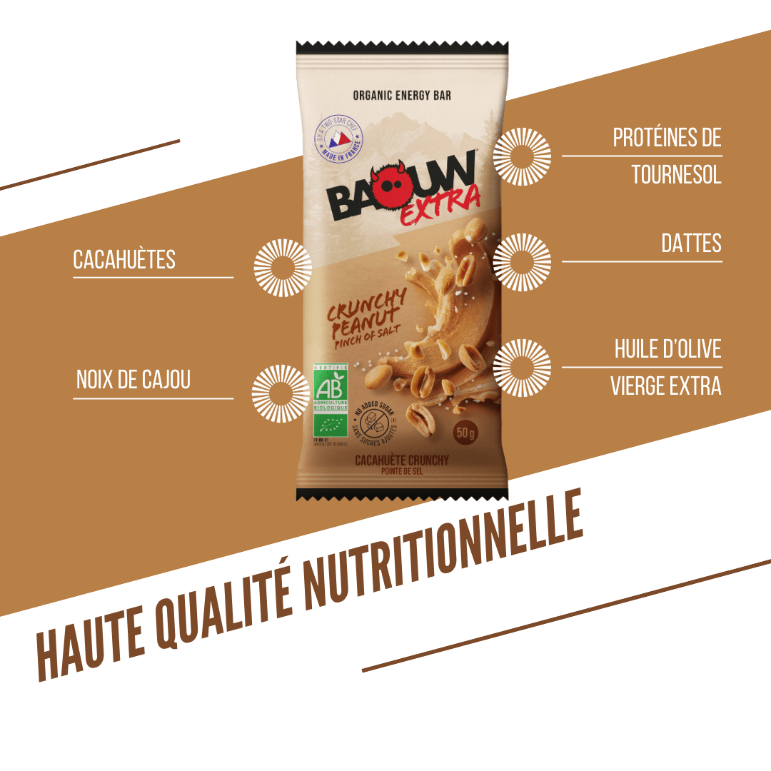 BAOUW BIO EXTRA Barrita energética crujiente de cacahuete (50g)