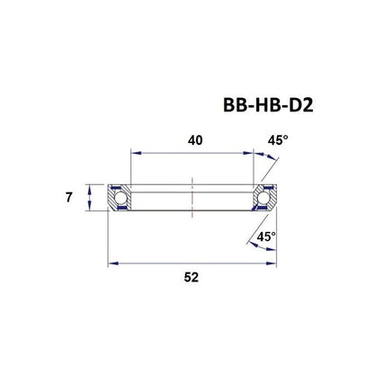 Rodamiento de Dirección BLACK BEARING D2 1-1/2" 45/45° (40 x 52 x 7 mm)