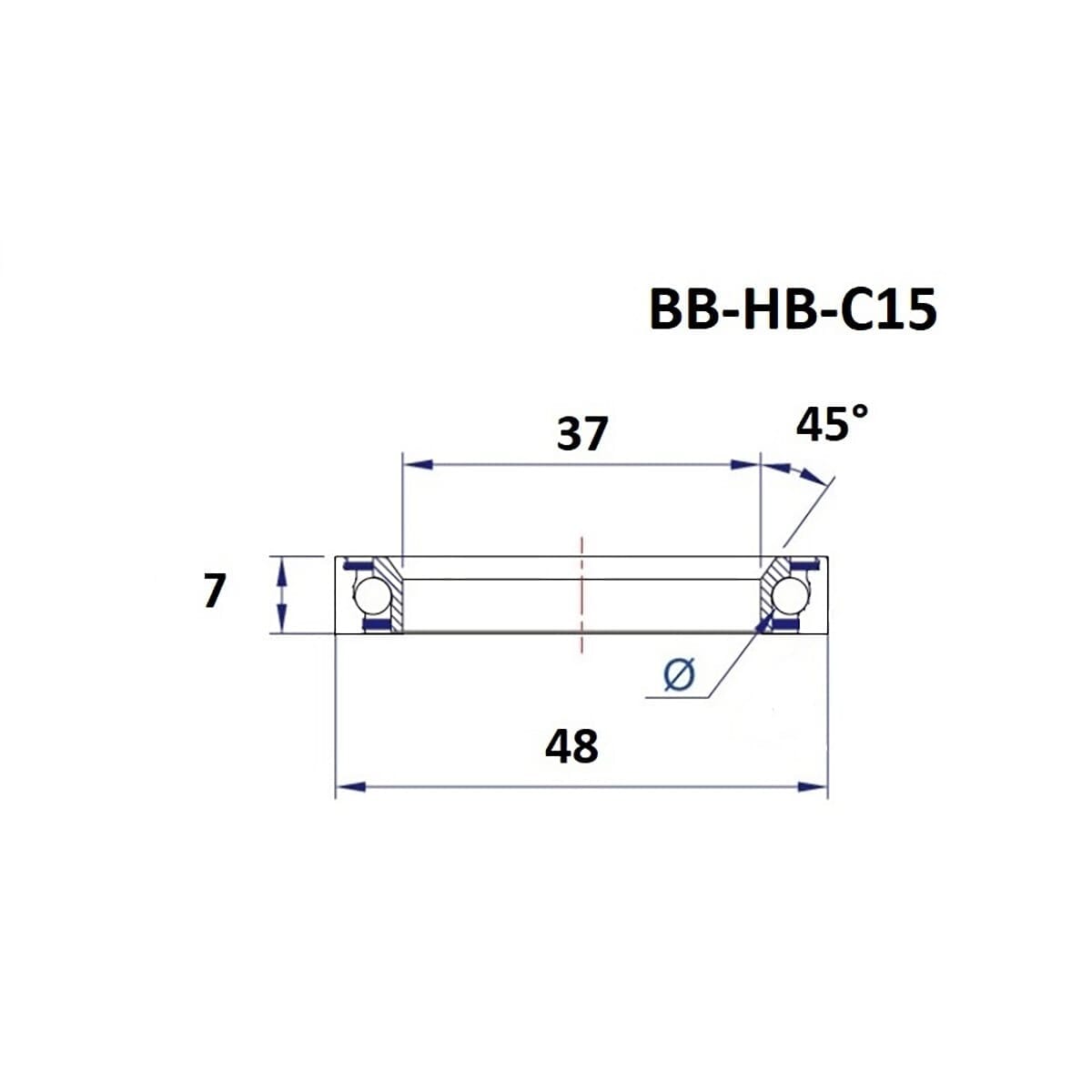 Roulement de Direction BLACK BEARING C15 45/90° (37 x 48 x 7 mm)