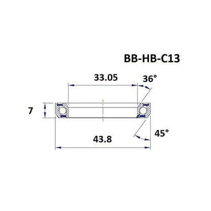 Rodamiento de Dirección BLACK BEARING C13 36/45° (33,05 x 43,8 x 7 mm)