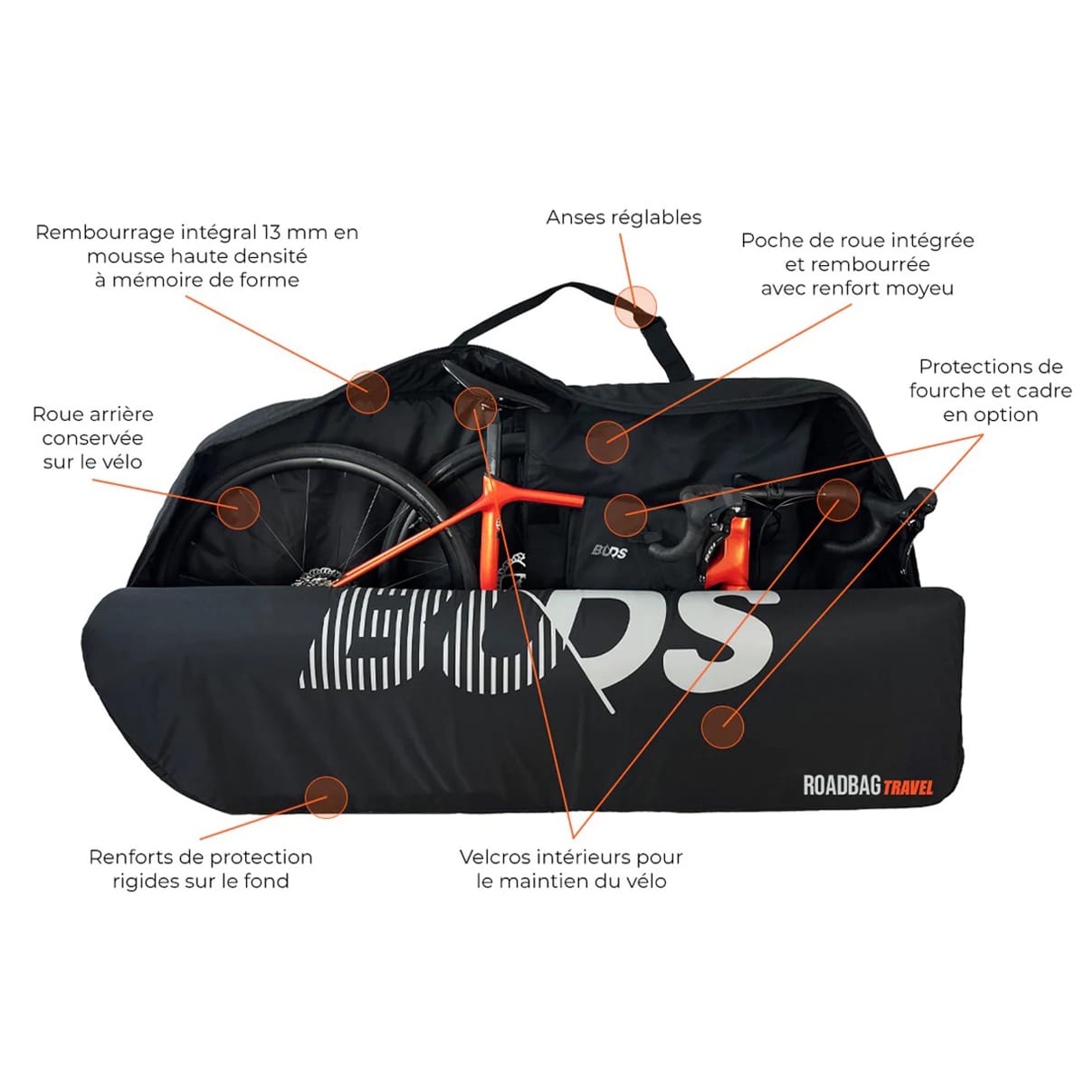 Funda para bicicleta de carretera BUDS ROADBAG TRAVEL (Special Plane) Negro