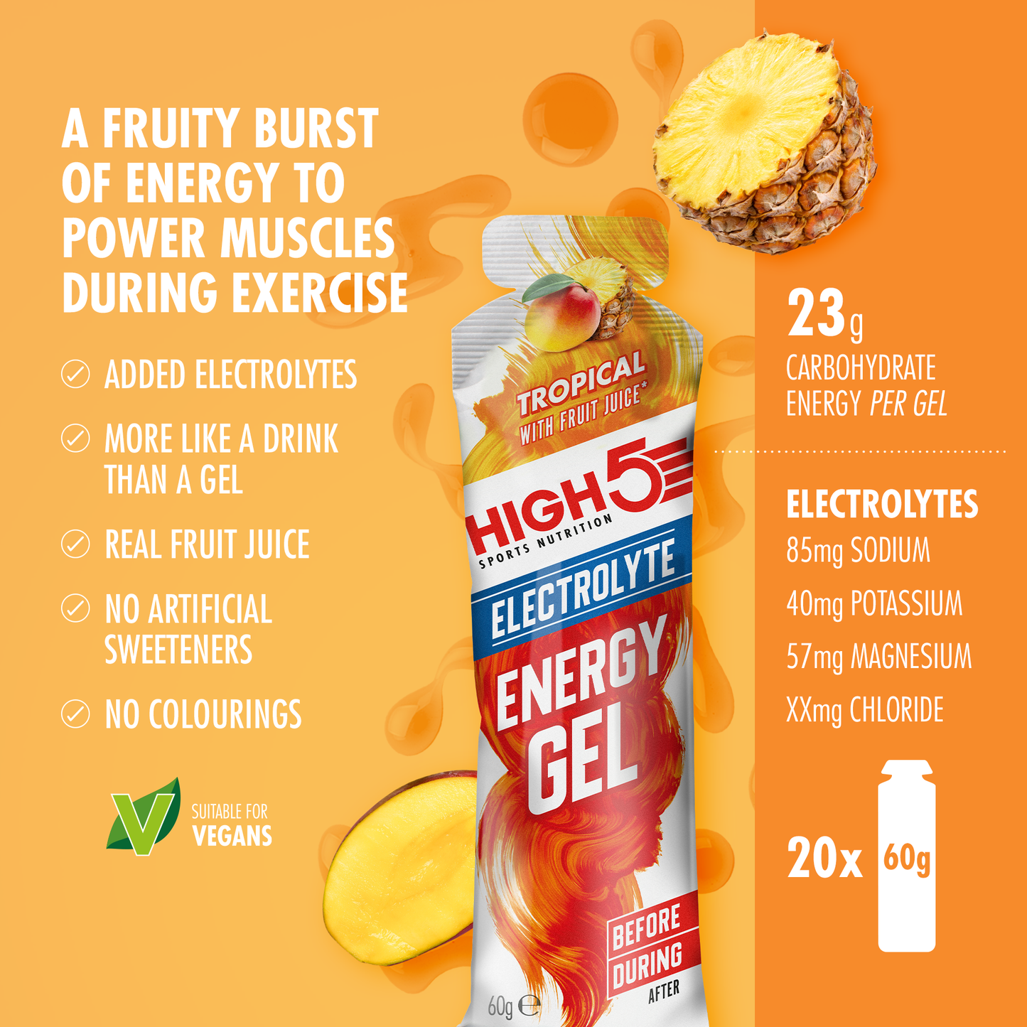 Gel Energético HIGH5 ENERGY ELECTROLYTE (60g) Tropical