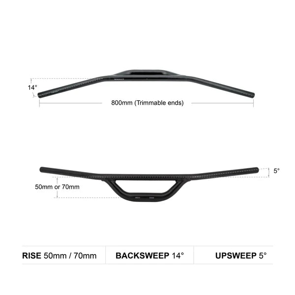 Manillar plano elevado REDSHIFT Rise 70 mm 800 mm