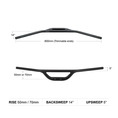 Manillar REDSHIFT Top Shelf Flat Rise 50mm 800mm