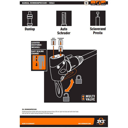 Bomba de Pie SKS GERMANY RENNKOMPRESSOR MULTIVALVE