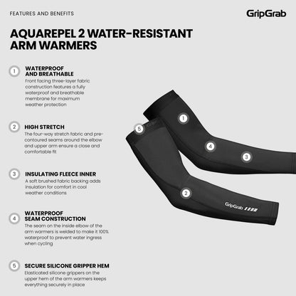 Manguitos repelentes al agua GRIPGRAB AQUAREPEL 2 negros