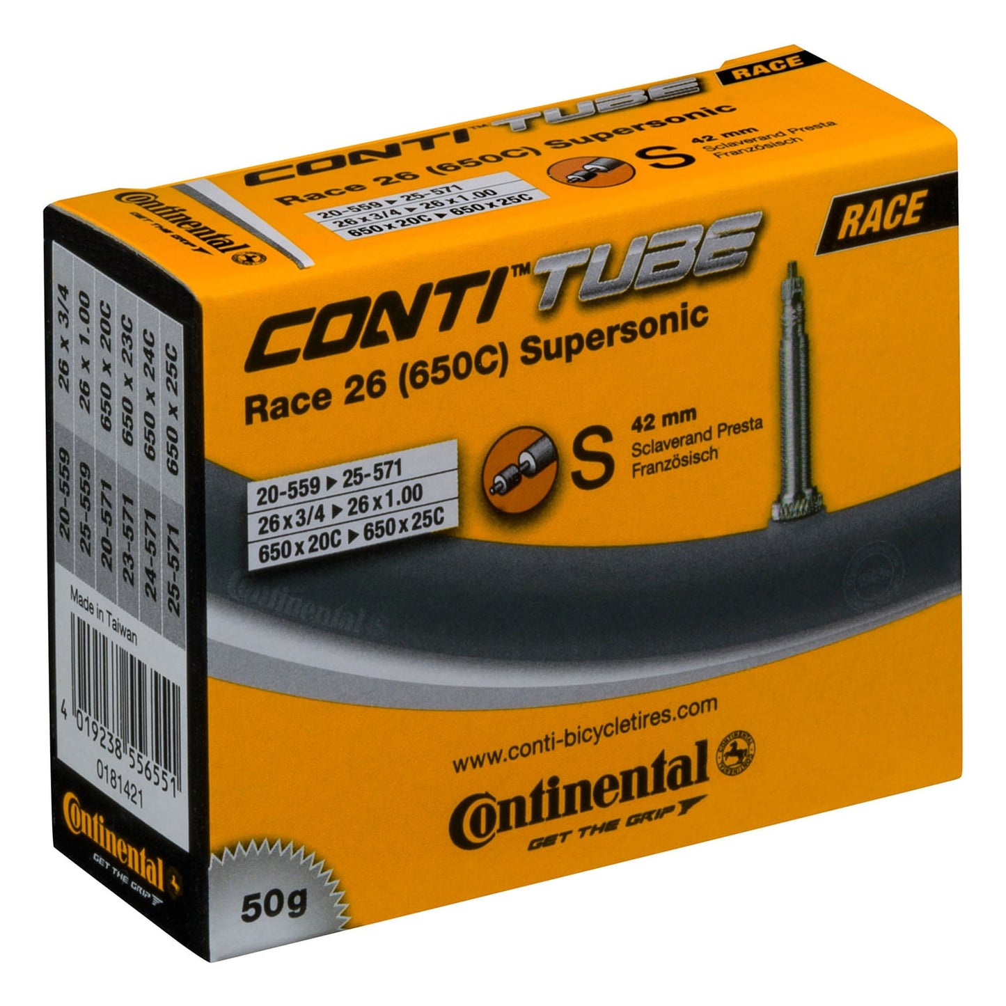 CONTINENTAL RACE SUPERSONIC Cámara de aire 650x20/25c Válvula Presta