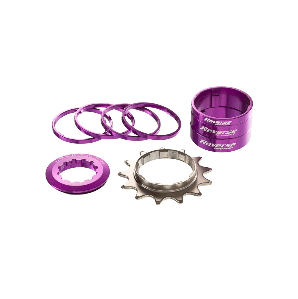 REVERSE COMPONENTS Kit de una velocidad con piñón de 13 dientes Morado