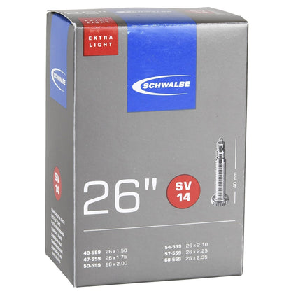 Cámara de Aire SCHWALBE EXTRA LIGHT SV 14 26x1,50/2,35 Butyl Presta 40 mm 10424343